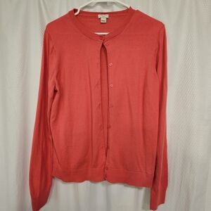 J.Crew Caryn Cardigan - 100% Cotton - Coral Pink - Women's Size L